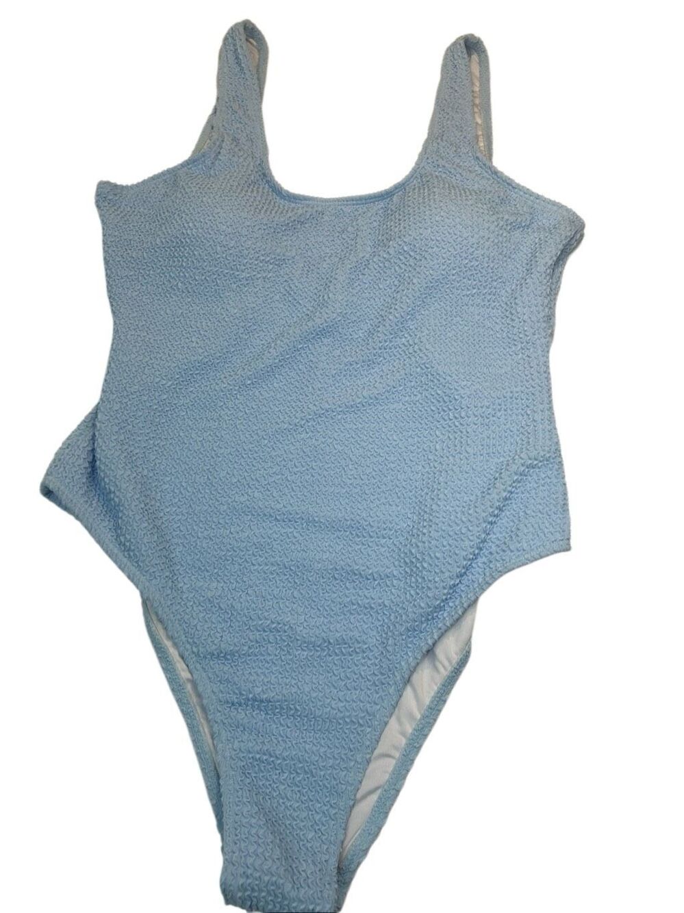 Limeeke Women Textured One Piece Swimsuit Sky Blue Size L NWT Scoopneck